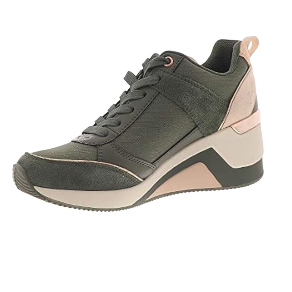 Skechers Million Air Elevate Up Olive Rose Gold Wedge Sneakers 74390W Womens 11